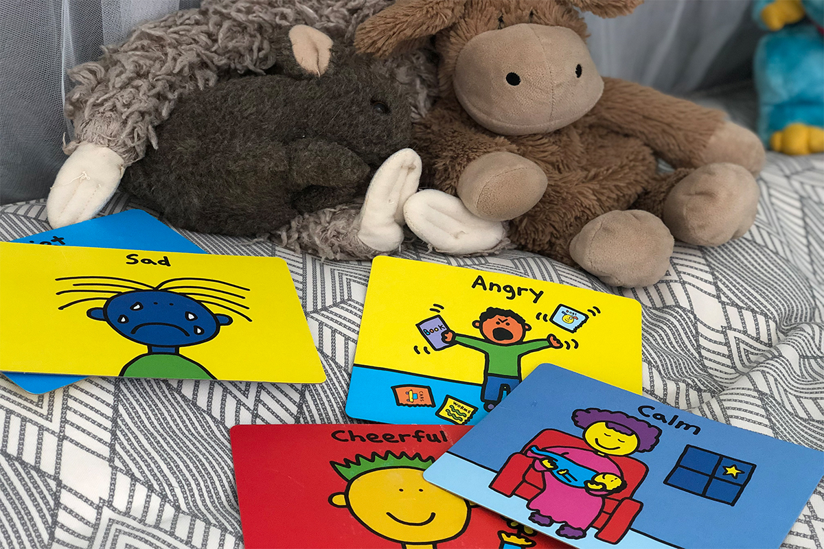 Las Flashcards de sentimientos, como estas de Planet Color™ de Todd Parr, pueden ser una excelente manera para que los niños den un nombre a sus propios sentimientos.
